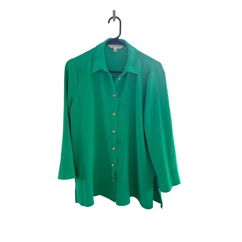Counterparts Green Button-Front Blouse - Women's Small
